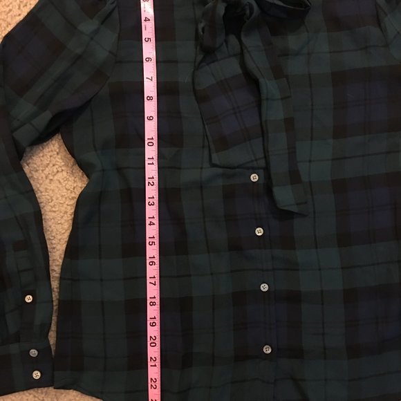 J.Crew Factory plaid button up bow blouse - Picture 6 of 6